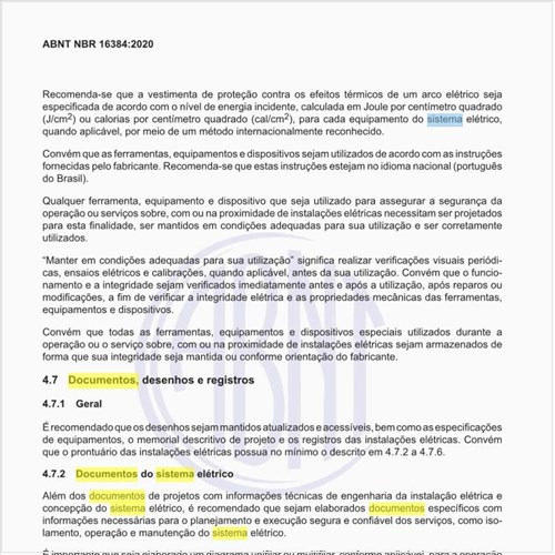 Quais devem ser os documentos do sistema elétrico?