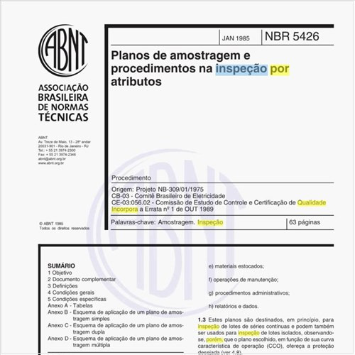 Qual o padrão para a inspeção por atributos?