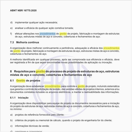 Quais os procedimentos para a gestão de projetos?