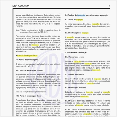 Quais as condições específicas a serem adotadas na inspeção por atributos?