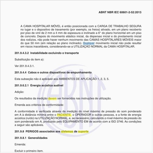 Qual deve ser a resistência dos sistemas de suspensão ou suporte do PACIENTE ou do OPERADOR?