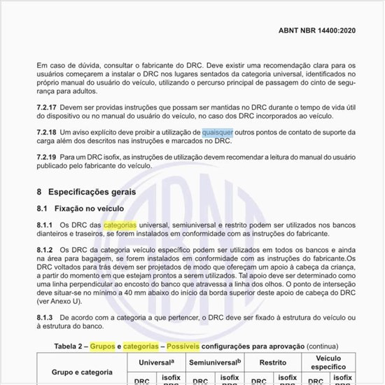 Quais são os grupos e categorias e possíveis configurações para aprovação?