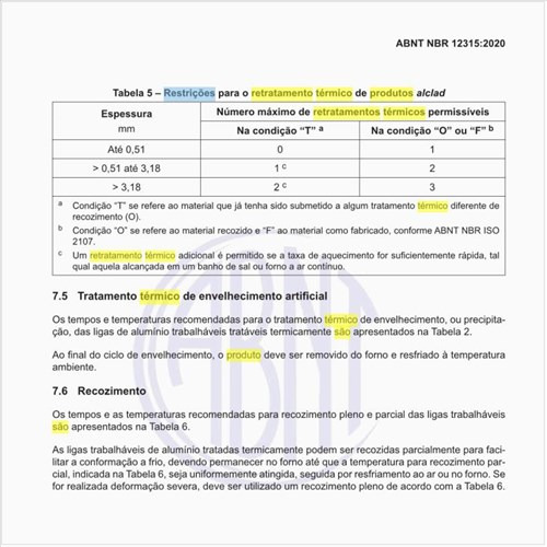 Quais são as restrições para o retratamento térmico de produtos alclad?