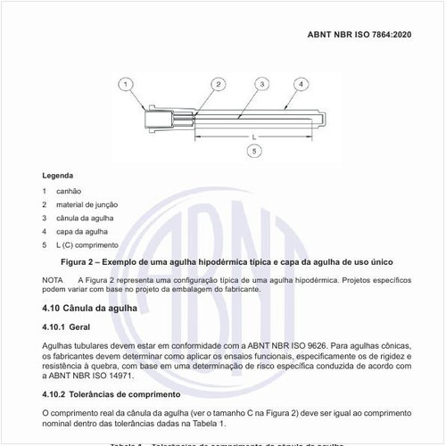 Quais as tolerâncias de comprimento da cânula da agulha?