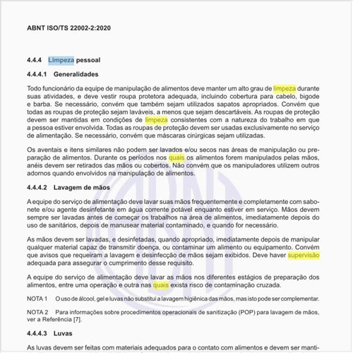 Quais são os cuidados dos funcionários em relação à limpeza pessoal?