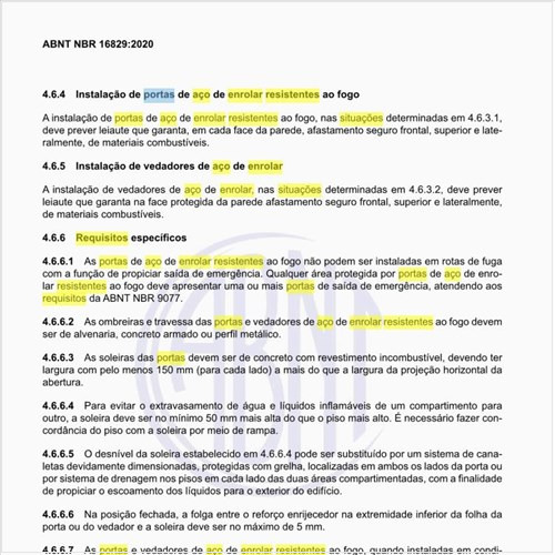 Quais são os requisitos específicos das portas de aço de enrolar resistentes ao fogo?