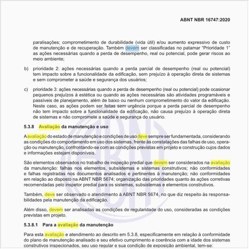 Como deve ser executada a avaliação da manutenção?