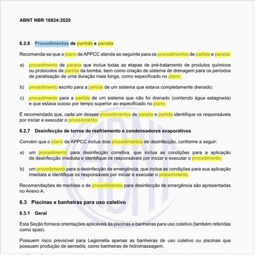 Quais os procedimentos de partida e parada no plano APCC?