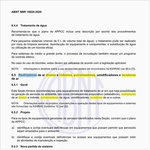O que fazer em resfriadores de ar diretos e indiretos, pulverizadores, umidificadores e lavadores de ar?