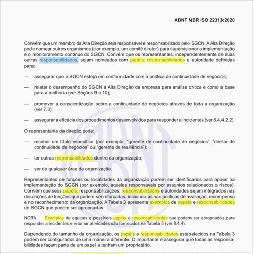 Quais os exemplos de papéis e responsabilidades do SGCN?