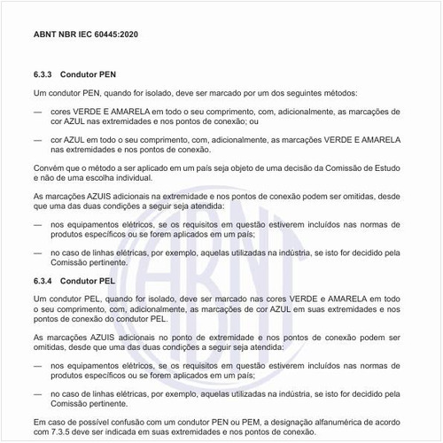 Como deve ser marcado um condutor PEN?
