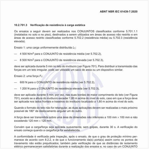 Como deve ser feita a verificação de resistência à carga estática?