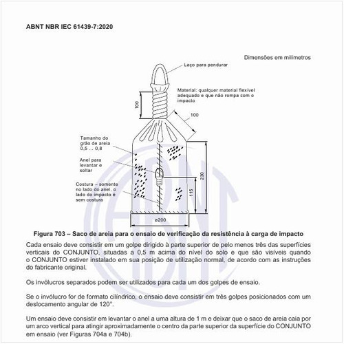 Qual é o esquema de ensaio de verificação da resistência à carga de impacto?