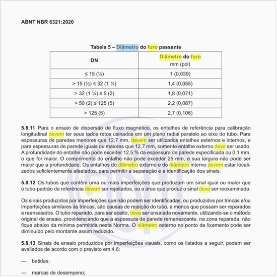 Qual deve ser o diâmetro do furo passante?