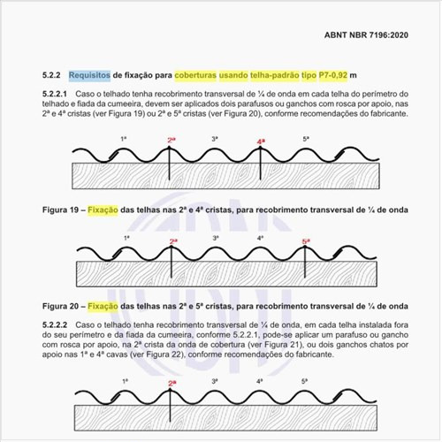 Quais são os requisitos de fixação para coberturas usando telha-padrão tipo P7-0,92 m?