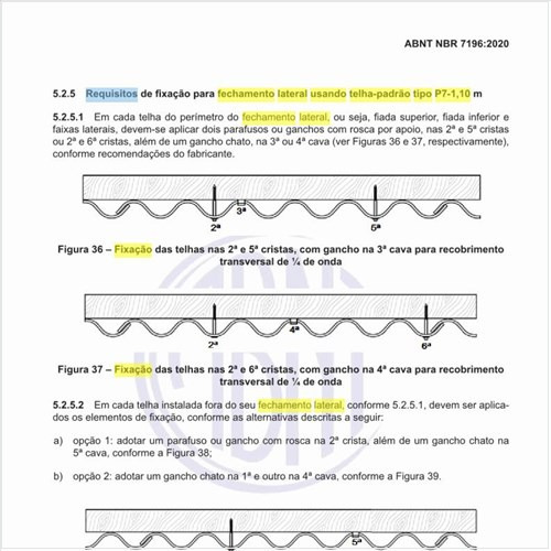 Quais são os requisitos de fixação para fechamento lateral usando telha-padrão tipo P7-1,10 m?