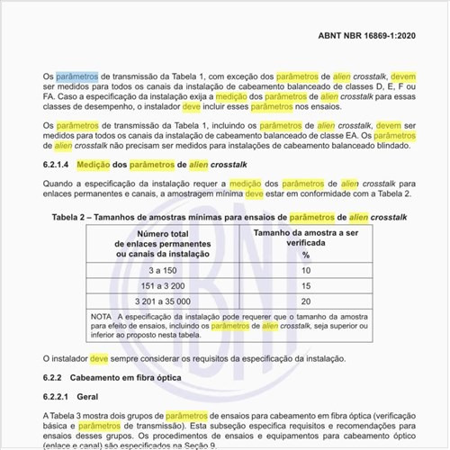 Como deve ser feita a medição dos parâmetros de alien crosstalk?