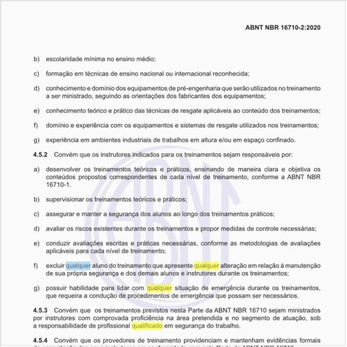 Qual deve ser a documentação dos certificados de treinamentos?