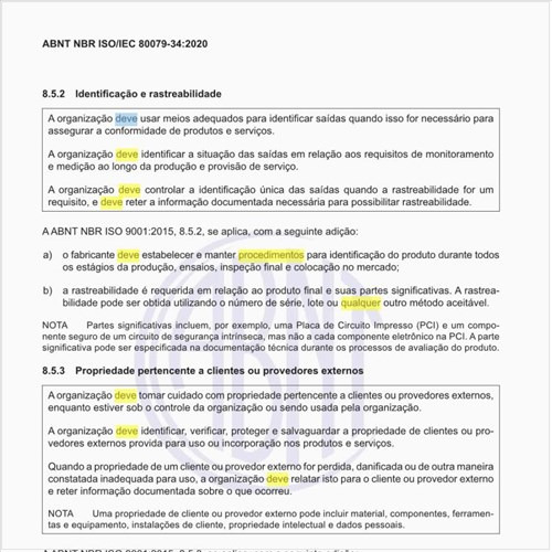Qual deve ser o procedimento para a identificação e rastreabilidade?