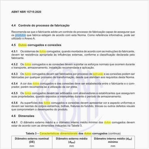 Quais são as características dimensionais dos dutos corrugados?
