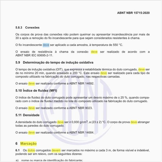 Como deve ser feita a marcação dos dutos corrugados?