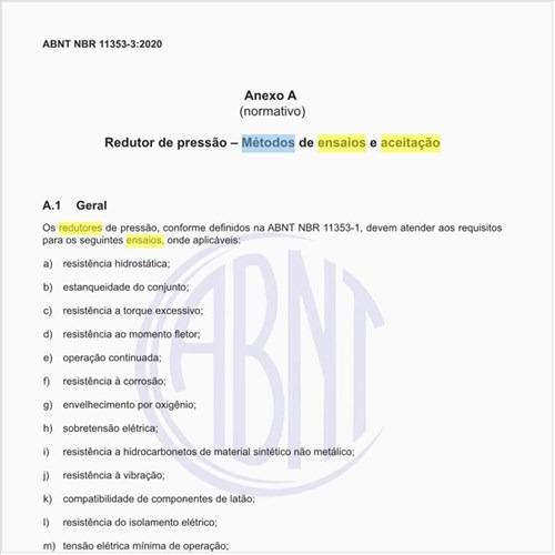 Quais os métodos de ensaios e aceitação dos redutores de pressão?