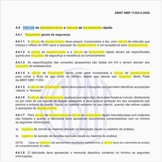 Quais os requisitos da válvula de abastecimento e da válvula de fechamento rápido?