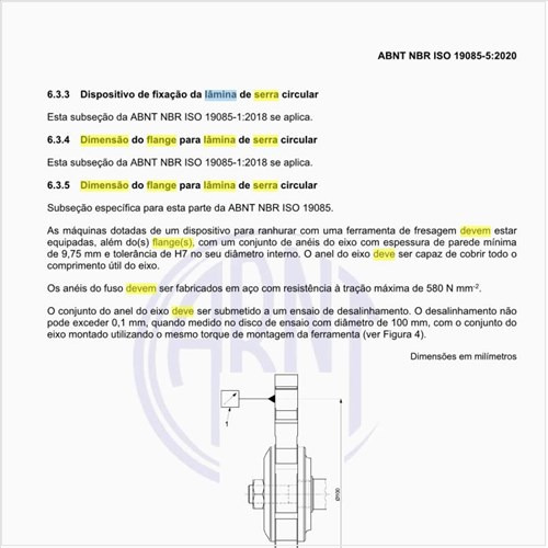 Qual deve ser a dimensão do flange para lâmina de serra circular?