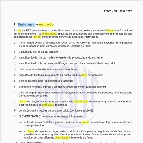 Como deve ser a embalagem e a marcação das lãs de PET?