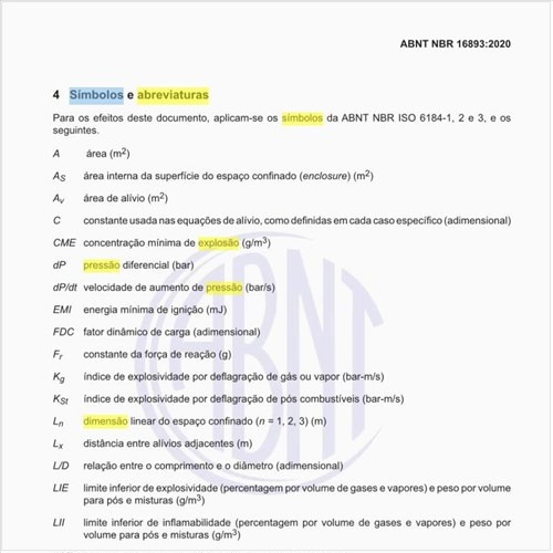 Quais são os símbolos e abreviaturas usados nessa norma?