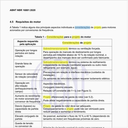 Quais devem ser as considerações para o projeto do motor?