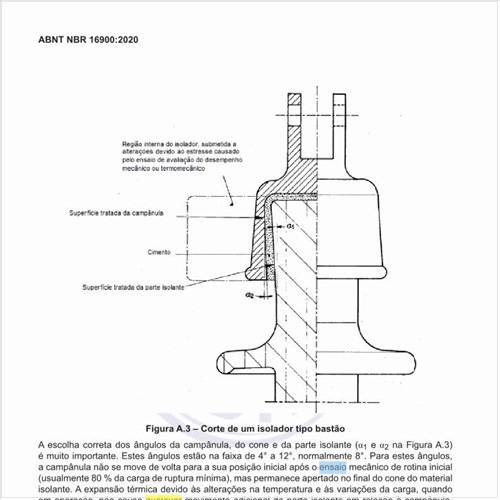 Qual deve ser o procedimento de ensaio para os isoladores?
