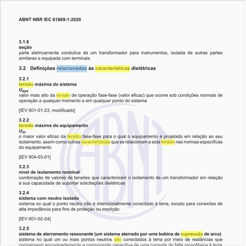 Quais são as definições relacionadas às características dielétricas?