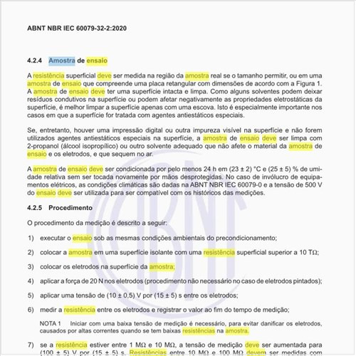 Como deve ser preparada a amostra de ensaio da resistência superficial?