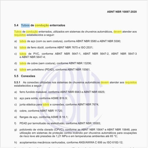 Quais devem ser os requisitos dos tubos de condução enterrados?