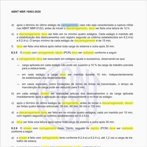 Como deve ser realizado o ensaio com carregamento rápido (PCR)?