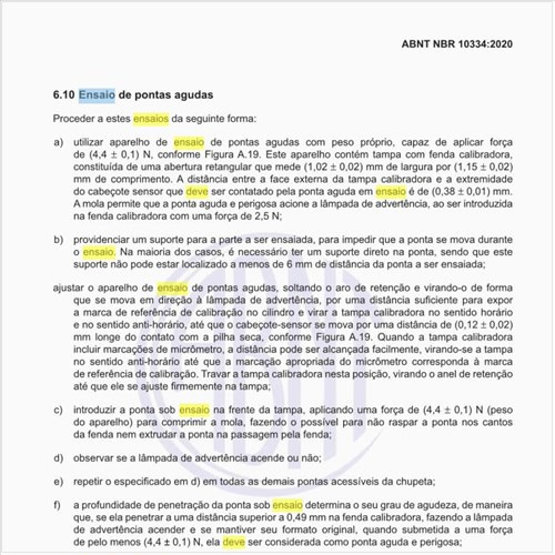 Como deve ser executado o ensaio de bordas cortantes?