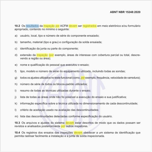 Como devem ser registrados os resultados da inspeção por ACFM?