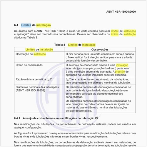 Quais são os limites de instalação dos corta-chamas?