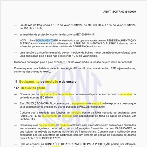 Quais os requisitos gerais para o equipamento de medição e de ensaio?