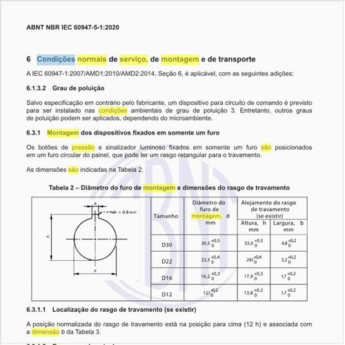 Quais são as condições normais de serviço, de montagem e de transporte?