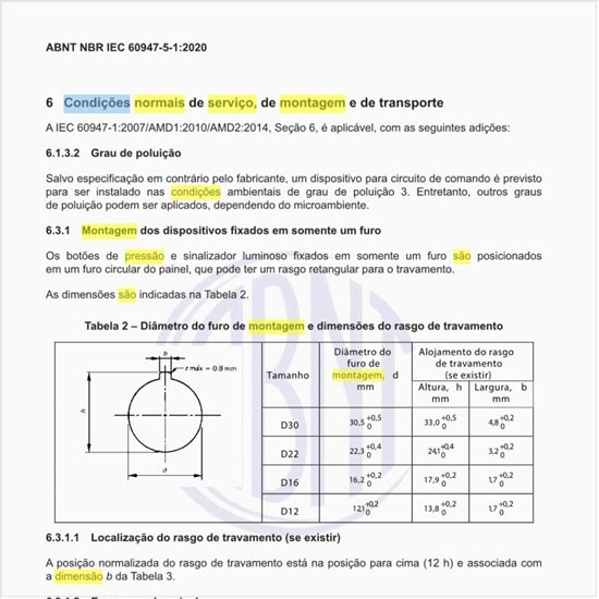 Quais são as condições normais de serviço, de montagem e de transporte?