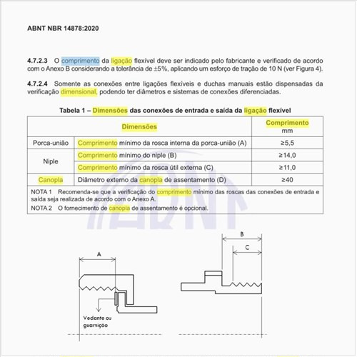 Quais são as dimensões com o uso da canopla e qual é o comprimento da ligação flexível?