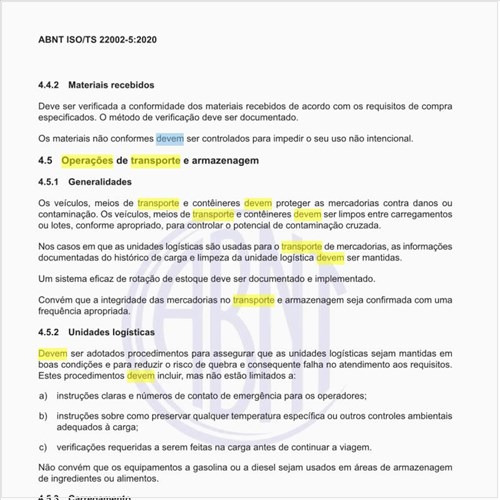 Como devem ser executadas as operações de transporte e armazenagem?