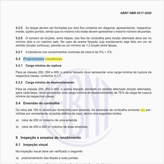 Quais são as propriedades mecânicas dos arames farpados?