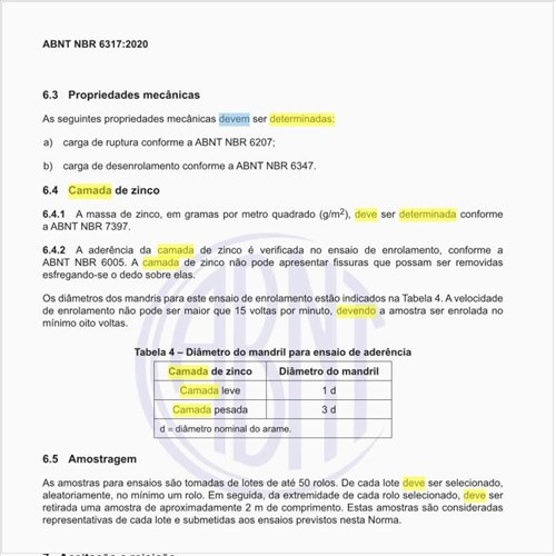 Como deve ser determinada a camada de zinco?