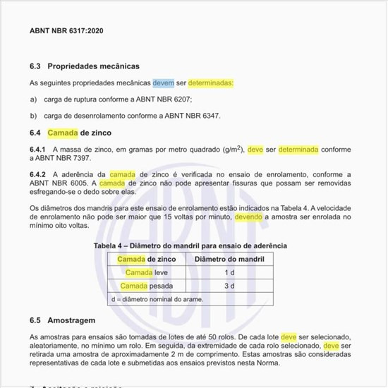 Como deve ser determinada a camada de zinco?