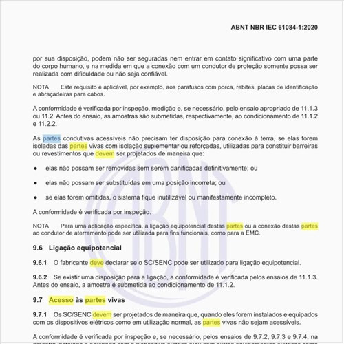 O que deve ser feito em relação ao acesso às partes vivas?