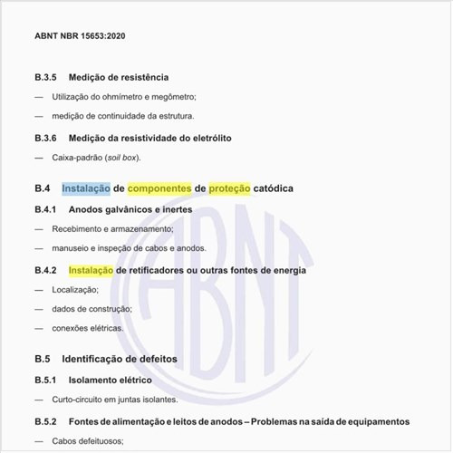 Quais os tópicos sobre a instalação de componentes de proteção catódica?