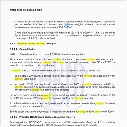 Como deve ser feita a proteção contra corrente de toque?